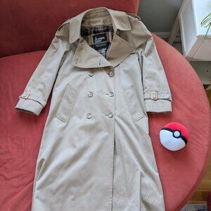 London Fog Double Breasted Trench Coat with Plaid Lining 4P